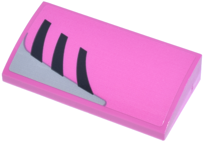 Slope, Curved 2 x 4 x 2/3 with Bottom Tubes with Light Bluish Gray Panel and Black Curved Stripes Pattern Model Right Side (Sticker) - Set 72038