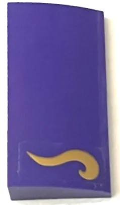 Slope, Curved 2 x 4 x 2/3 with Bottom Tubes with Gold Swirl Pattern Model Right Side (Sticker) - Set 41684