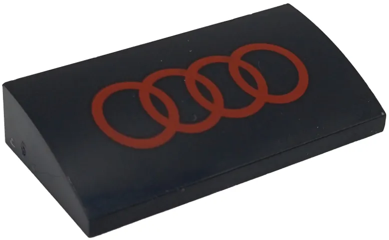 Slope, Curved 2 x 4 x 2/3 with Bottom Tubes with 4 Red Circles / Audi Logo Pattern
