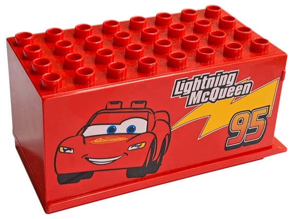 Duplo Truck Semi-Tractor Container 4 x 8 x 3 1/2 with Lightning McQueen Pattern (Cars Mack)