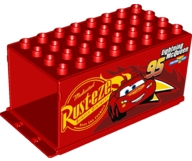 Duplo Truck Semi-Tractor Container 4 x 8 x 3.5 with Lightning McQueen Rust-eze Pattern (Cars Mack)