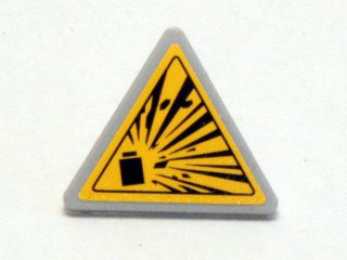 Road Sign 2 x 2 Triangle with Clip with Yellow Explosion Type 1 Pattern (Sticker) - Sets 4200 / 4201 / 4202 / 4204