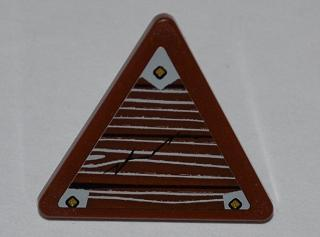 Road Sign 2 x 2 Triangle with Clip with Wood Grain and 3 Nails Pattern Model Left Side (Sticker) - Set 9446