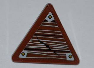 Road Sign 2 x 2 Triangle with Clip with Wood Grain and 3 Nails Pattern Model Right Side (Sticker) - Set 9446