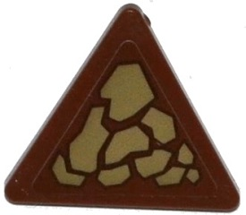 Road Sign 2 x 2 Triangle with Clip with Dark Tan Scales Pattern Model Left Side (Sticker) - Set 70599