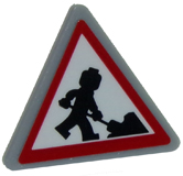 Road Sign 2 x 2 Triangle with Clip with Minifigure Worker Shoveling and 1 Pile Pattern (Sticker) - Sets 40170 / 60152 / 60200