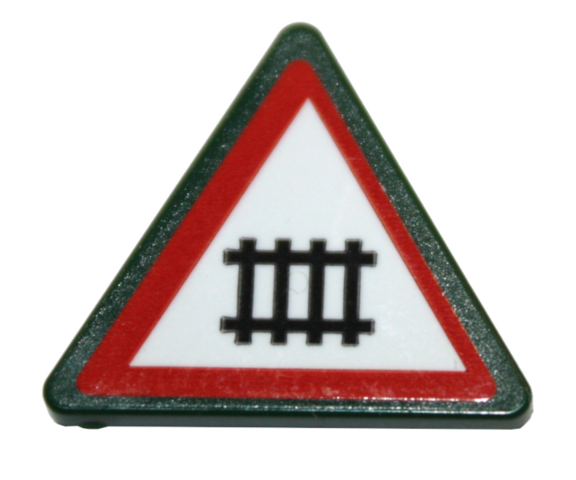 Road Sign 2 x 2 Triangle with Clip with Level Crossing Pattern (Sticker) - Set 10259