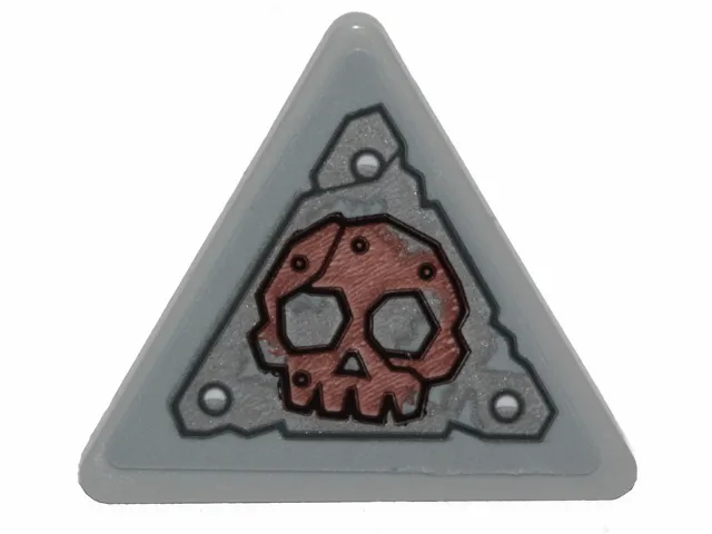 Road Sign 2 x 2 Triangle with Clip with Worn Metal Plate and Skull Pattern (Sticker) - Set 70829