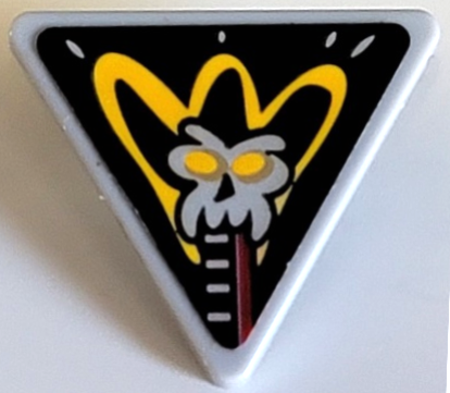 Road Sign 2 x 2 Triangle with Clip with Skull with Bright Light Orange Eyes and Curved Line (Queen Barb's Guitar) Pattern (Sticker) - Set 41254