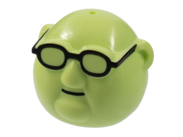 Minifigure, Head, Modified Muppet Bunsen Honeydew, Black Glasses Pattern