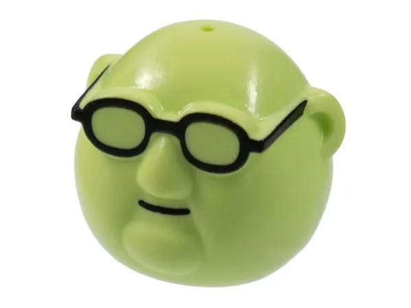 Minifigure, Head, Modified Muppet Bunsen Honeydew, Black Glasses Pattern