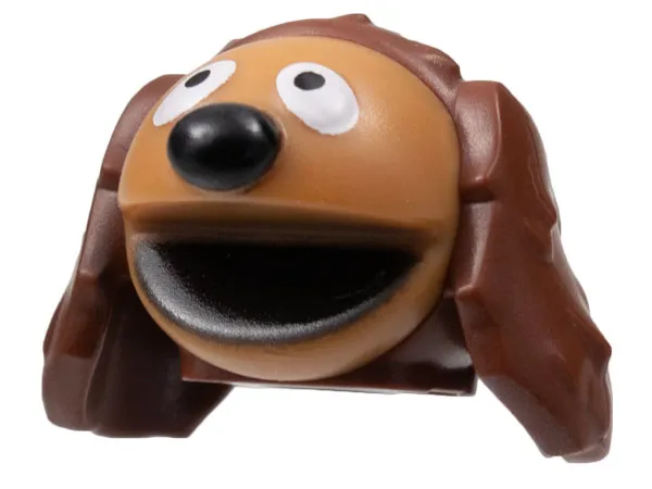 Minifigure, Head, Modified Muppet Rowlf with Medium Nougat Face, Black Nose, Pattern