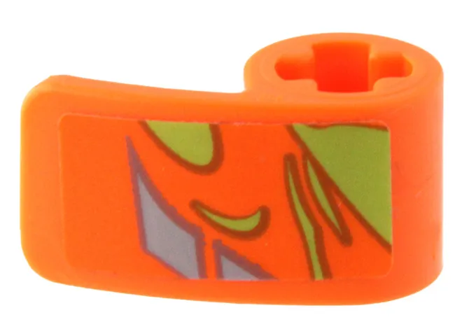 Technic, Panel Curved 2 x 1 x 1 with Lime Animal Print and Silver Stripes Pattern Model Left Side (Sticker) - Set 42204