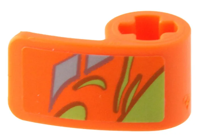 Technic, Panel Curved 2 x 1 x 1 with Lime Animal Print and Silver Stripes Pattern Model Right Side (Sticker) - Set 42204