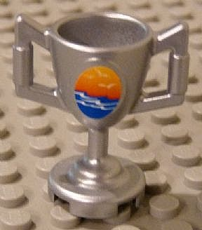 Minifigure, Utensil Trophy Cup with Ocean Waves and Seagulls Pattern (Sticker) - Set 8897