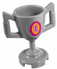 Minifigure, Utensil Trophy Cup with Magenta Number 1 in Bright Light Orange Oval Pattern (Sticker) - Set 41122