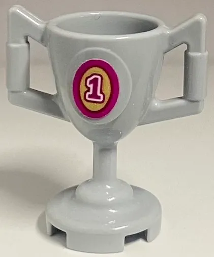 Minifigure, Utensil Trophy Cup with Magenta Number 1 in Gold Oval Pattern (Sticker) - Set 41126
