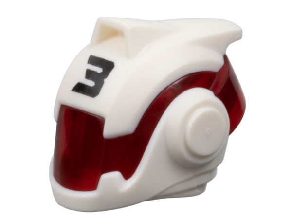 Minifigure, Headgear Helmet with Molded Trans-Red Visor and Printed Black Number 3 Pattern