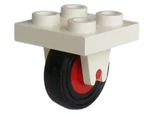Plate, Modified 2 x 2 with Wheel Holder Bottom with Red Wheel with Black Tire 14mm D. x 4mm Smooth Small Single (8 / 3464c01)