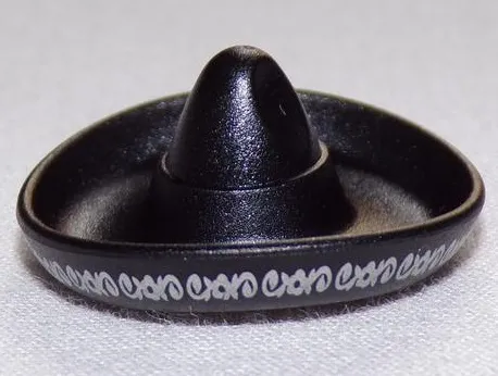 Minifigure, Headgear Hat, Mexican Sombrero with Silver Ornate Trim Wide Pattern (BAM)