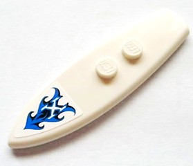 Minifigure, Utensil Surfboard Standard with Black and Blue Waves and White Letter 'X' Pattern (Sticker) - Set 60011