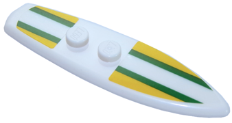 Minifigure, Utensil Surfboard Standard with Yellow and Dark Green Stripes Pattern (Stickers) - Set 40252