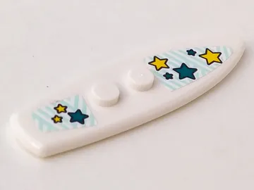 Minifigure, Utensil Surfboard Standard with Dark Turquoise and Yellow Stars Pattern (Stickers) - Set 41364