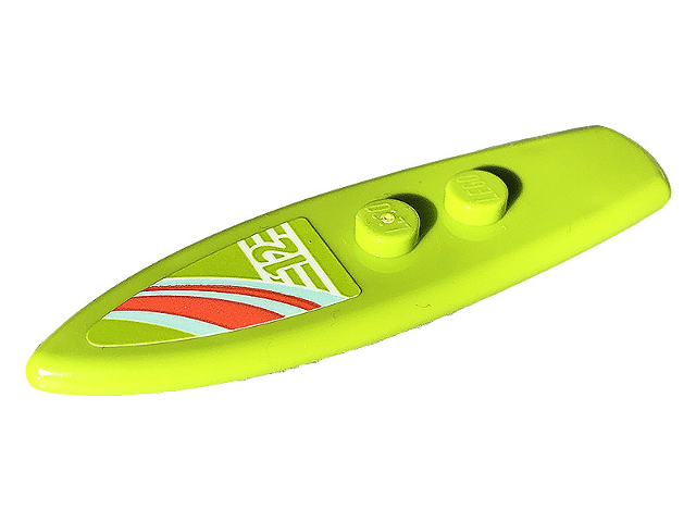 Minifigure, Utensil Surfboard Standard with Number 12 and Coral, Light Aqua and White Stripes Pattern (Sticker) - Set 41697