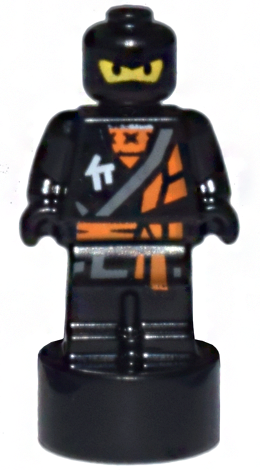 Minifigure, Utensil Statuette / Trophy with Ninjago Cole with Orange and Dark Bluish Gray Robe and White Ninjago Logogram Letter C Pattern