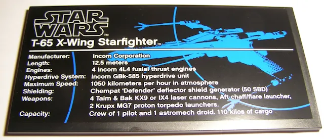 Tile 8 x 16 with Bottom Tubes, Textured Surface with Star Wars T-65 X-Wing Starfighter Pattern (Sticker) - Set 10240