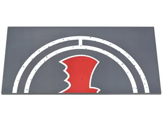 Tile 8 x 16 with Bottom Tubes, Textured Surface with Half White Landing Pad Circles and Red Bat Symbol Pattern Left Side (Sticker) - Set 76052