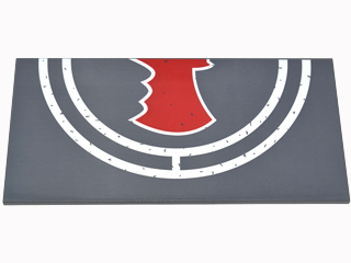 Tile 8 x 16 with Bottom Tubes, Textured Surface with Half White Landing Pad Circles and Red Bat Symbol Pattern Right Side (Sticker) - Set 76052