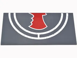 Tile 8 x 16 with Bottom Tubes, Textured Surface with Half White Landing Pad Circles and Red Bat Symbol Pattern Right Side (Sticker) - Set 76052