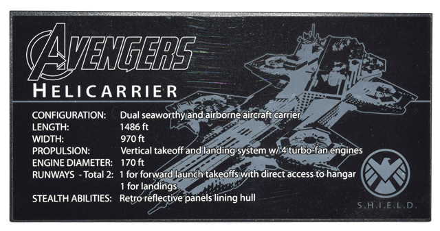 Tile 8 x 16 with Bottom Tubes, Textured Surface with Avengers Helicarrier Pattern (Sticker) - Set 76042
