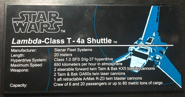 Tile 8 x 16 with Bottom Tubes, Textured Surface with Star Wars Lambda-Class T-4a Shuttle Pattern (Sticker) - Set 10212