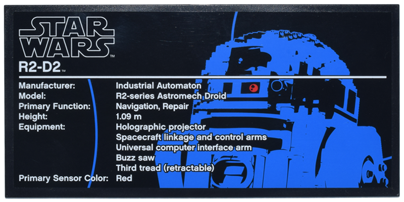 Tile 8 x 16 with Bottom Tubes, Textured Surface with Star Wars R2-D2 Pattern (Sticker) - Set 10225