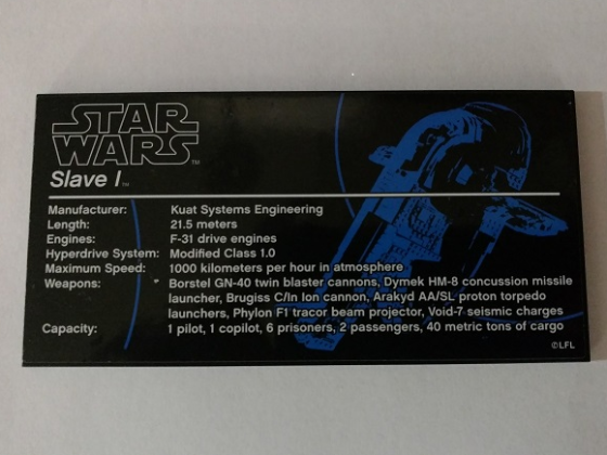 Tile 8 x 16 with Bottom Tubes, Textured Surface with Star Wars Slave I Print Typo 'tracor' Version Pattern (Sticker) - Set 75060