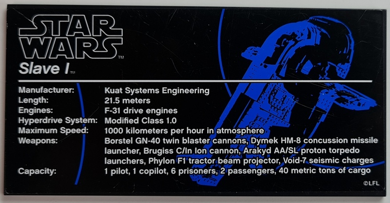 Tile 8 x 16 with Bottom Tubes, Textured Surface with Star Wars Slave I - 'tractor' Version Pattern (Sticker) - Set 75060