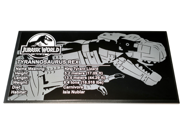 Tile 8 x 16 with Bottom Tubes, Textured Surface with Jurassic World Tyrannosaurus rex Pattern (Sticker) - Set 75936