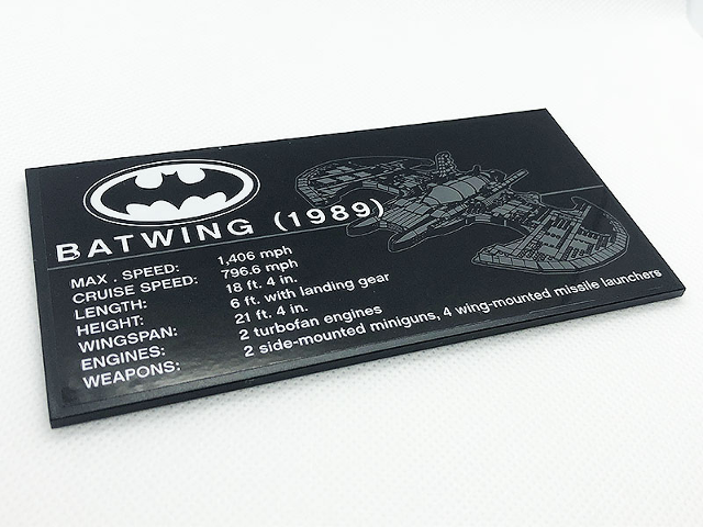 Tile 8 x 16 with Bottom Tubes, Textured Surface with Batman Logo, 'BATWING (1989)' Pattern (Sticker) - Set 76161
