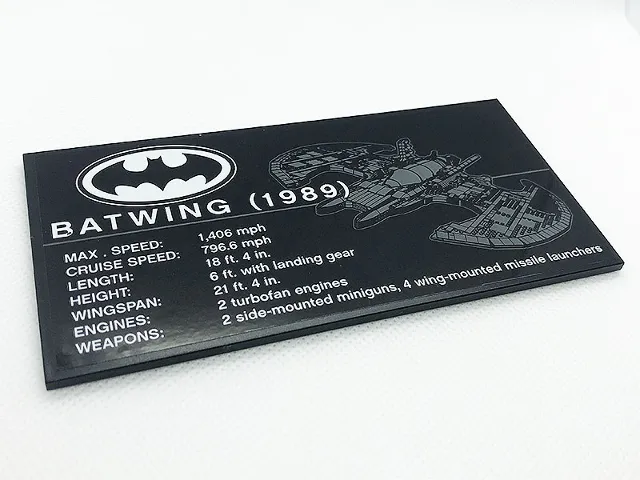 Tile 8 x 16 with Bottom Tubes, Textured Surface with Batman Logo, 'BATWING (1989)' Pattern (Sticker) - Set 76161