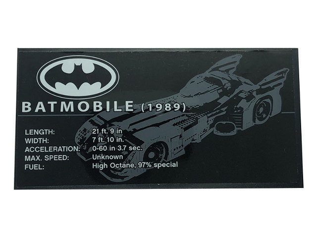 Tile 8 x 16 with Bottom Tubes, Textured Surface with Batman Logo, 'BATMOBILE (1989)' Pattern (Sticker) - Set 76139