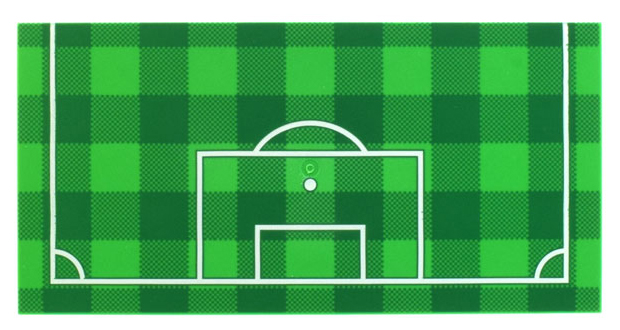 Tile 8 x 16 with Bottom Tubes, Textured Surface with Green and Checkerboard Soccer (Football) Pitch, and White Goal Box and Penalty Area Lines Pattern