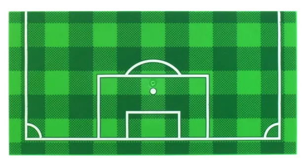 Tile 8 x 16 with Bottom Tubes, Textured Surface with Green and Checkerboard Soccer (Football) Pitch, and White Goal Box and Penalty Area Lines Pattern