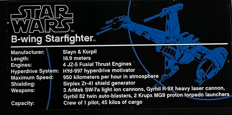 Tile 8 x 16 with Bottom Tubes, Textured Surface with Star Wars B-wing Starfighter Pattern (Sticker) - Set 10227