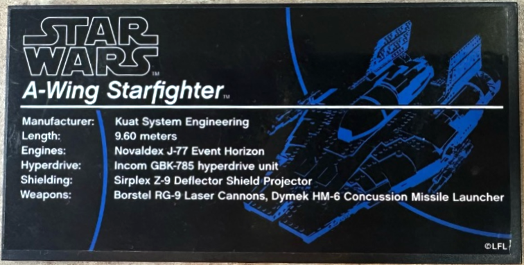 Tile 8 x 16 with Bottom Tubes, Textured Surface with Star Wars A-Wing Starfighter Pattern (Sticker) - Set 75275