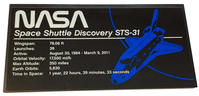 Tile 8 x 16 with Bottom Tubes, Textured Surface with Space Shuttle Discovery STS-31 Pattern (Sticker) - Set 10283