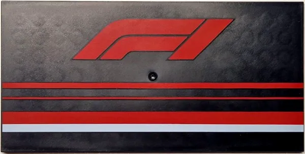 Tile 8 x 16 with Bottom Tubes, Textured Surface with Formula 1 Logo Stylized 'F1', Red and White Stripes Pattern