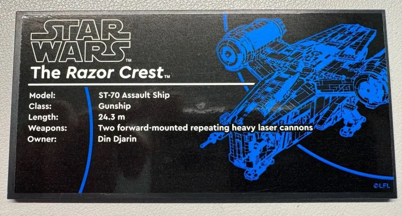 Tile 8 x 16 with Bottom Tubes, Textured Surface with Star Wars The Razor Crest Pattern (Sticker) - Set 75331