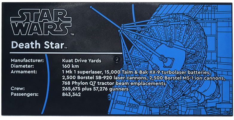 Tile 8 x 16 with Bottom Tubes, Textured Surface with Star Wars Death Star Pattern